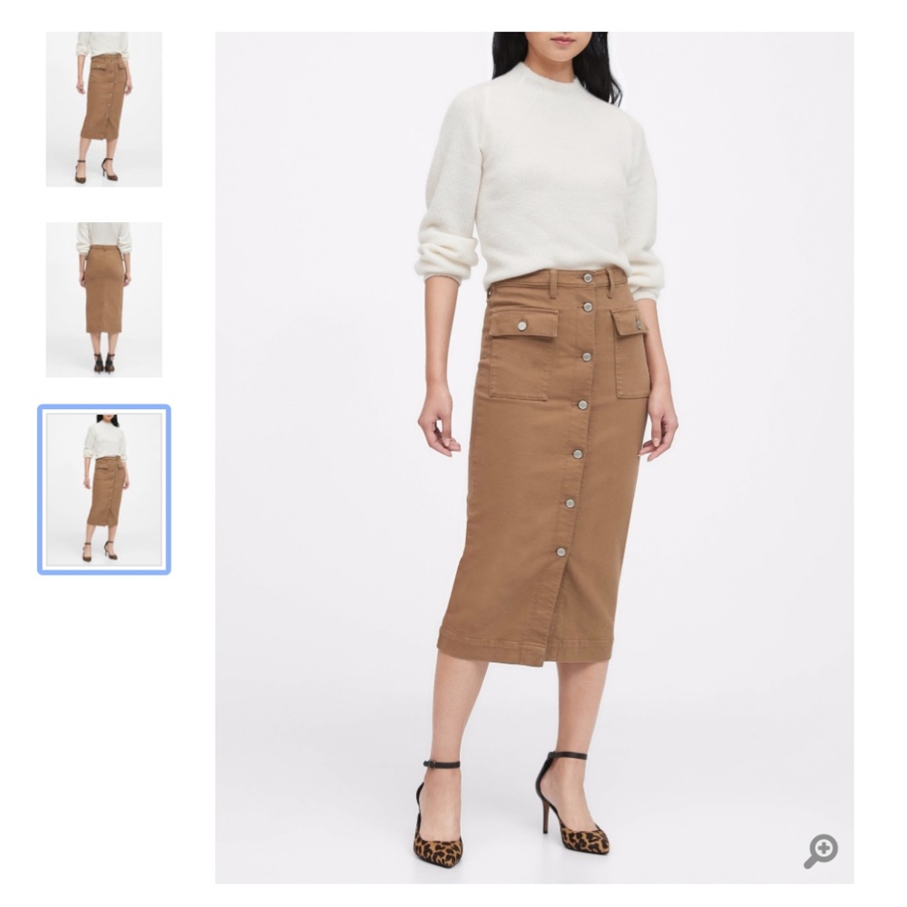 Banana Republic Denim Utility MIDI Skirt in Stone 6